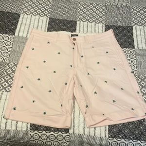 Men’s pink J.Crew shorts with green turtles. Sz 32w